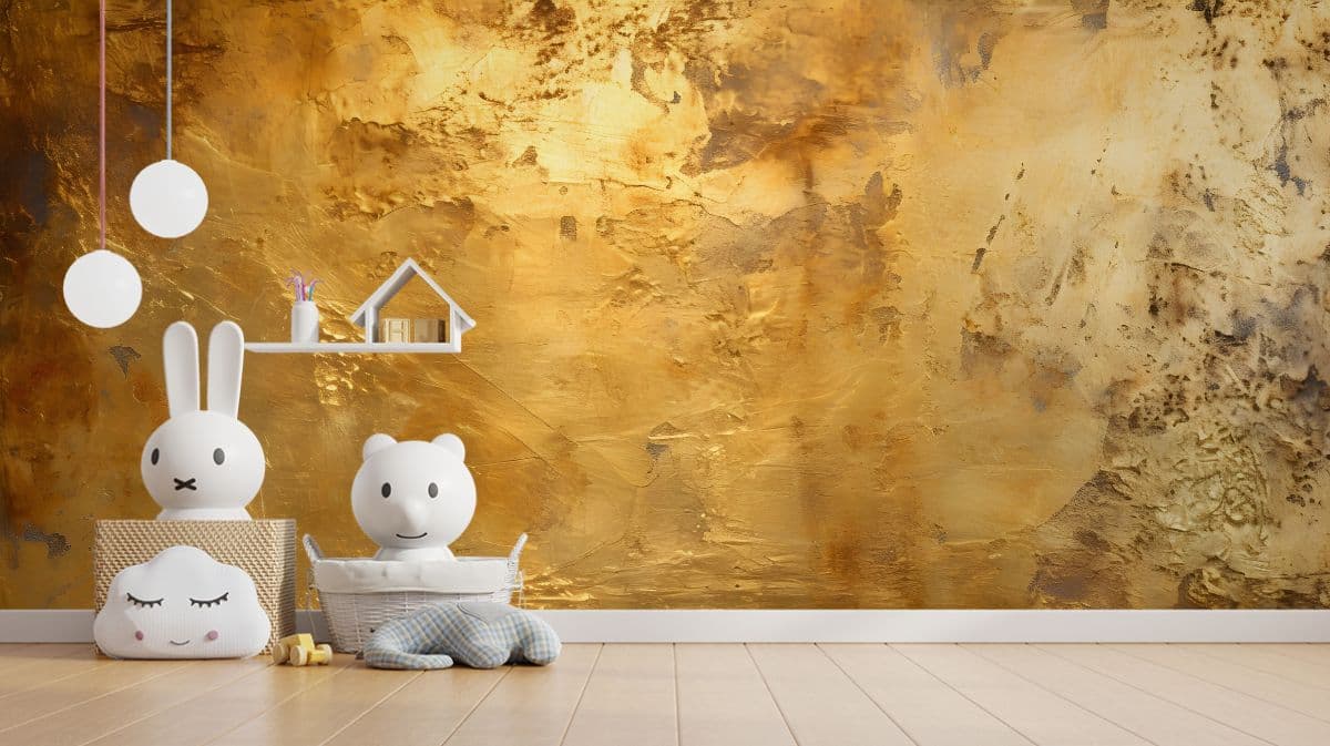Grunge Glamour Gold Wallpaper Mural for Wall shown in a room
