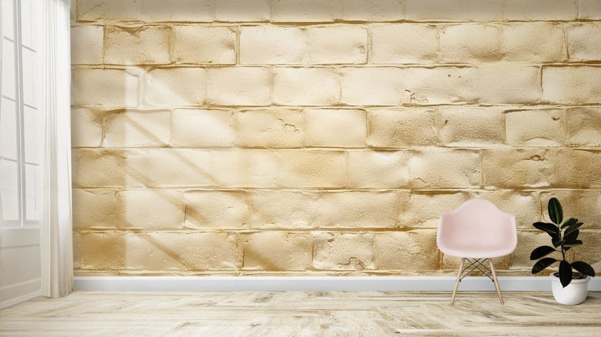 Regal White Gold Elegance Wallpaper Mural shown in a room