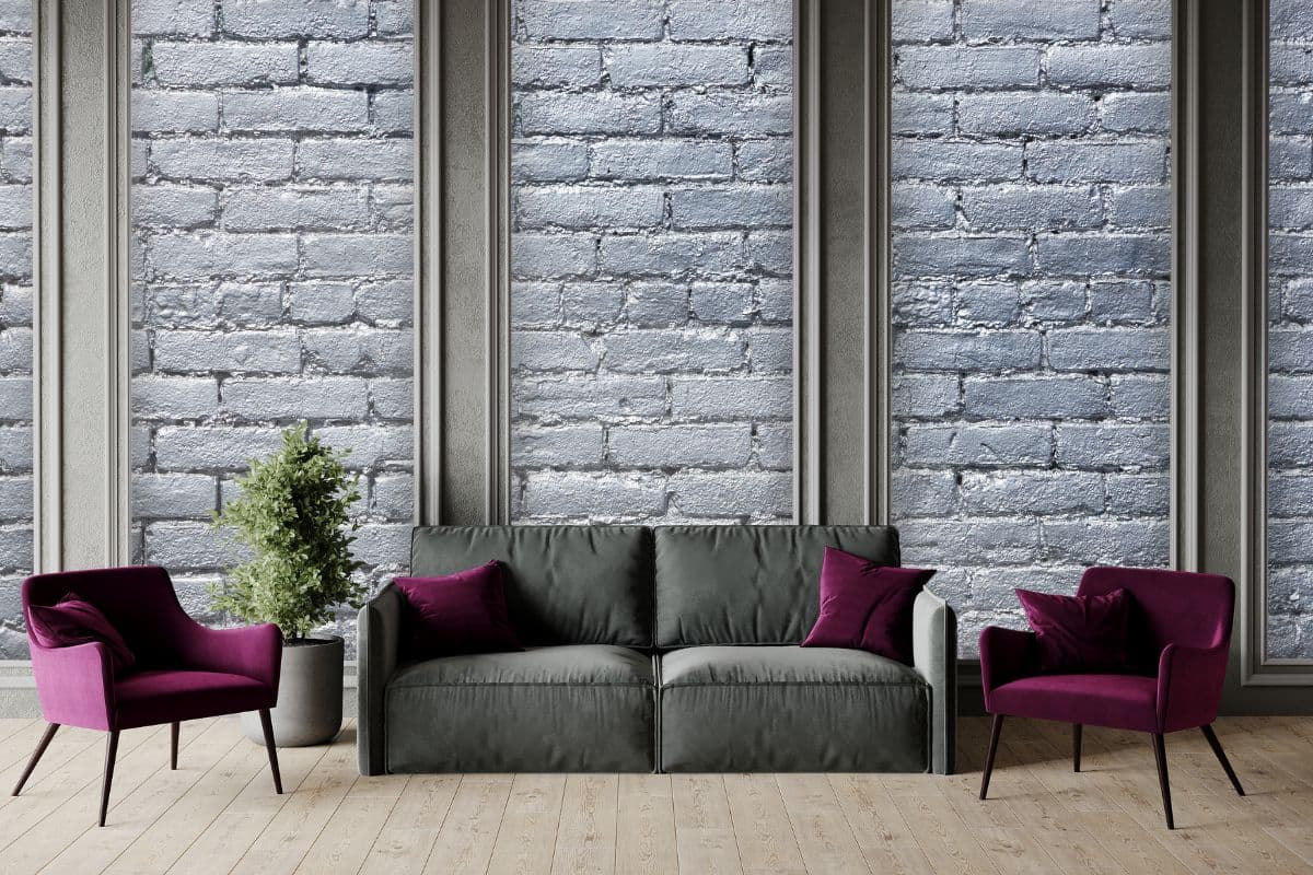Raupya, Silver Brick Texture Wallpaper for Wall shown in a room