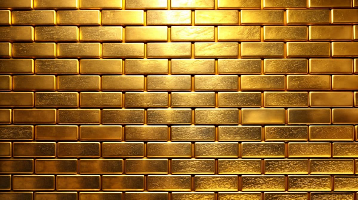 Sunehri Diwar, Royal Golden Brick Wallpaper Mural pattern detail