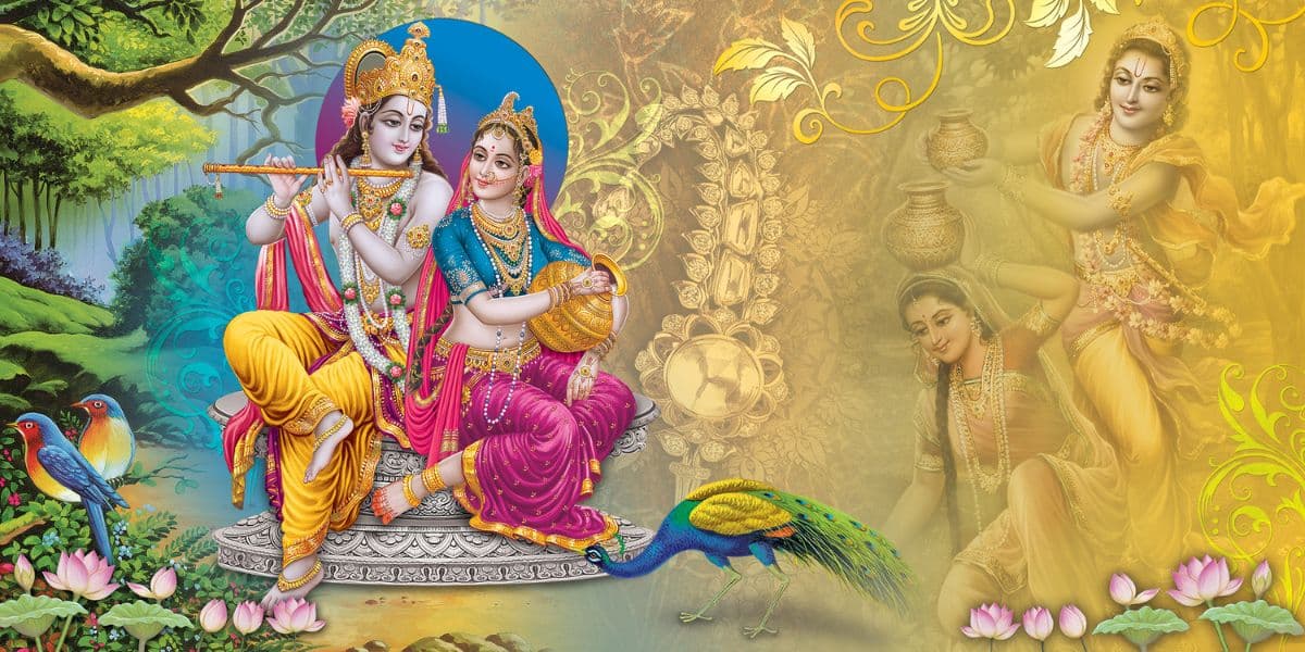 Radha Madhav Premleela Wallpaper Mural pattern detail