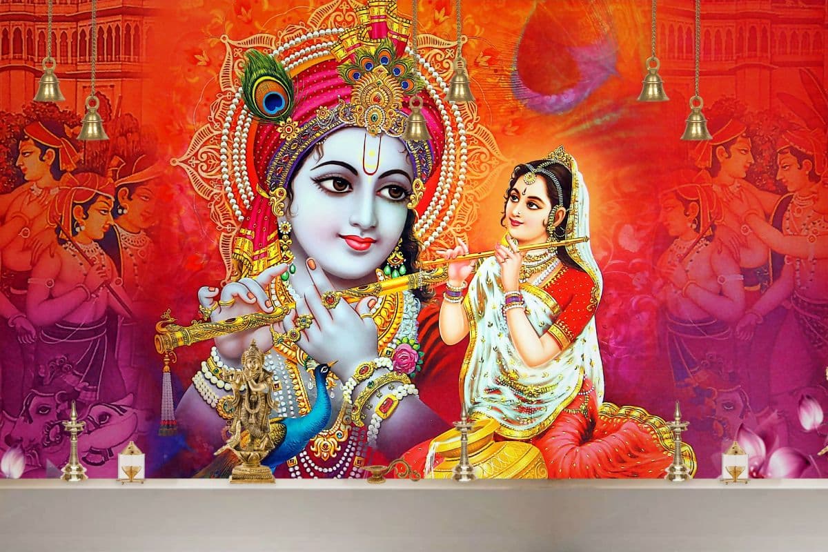 Radha Raman Wallpaper Mural for Wall shown in a room