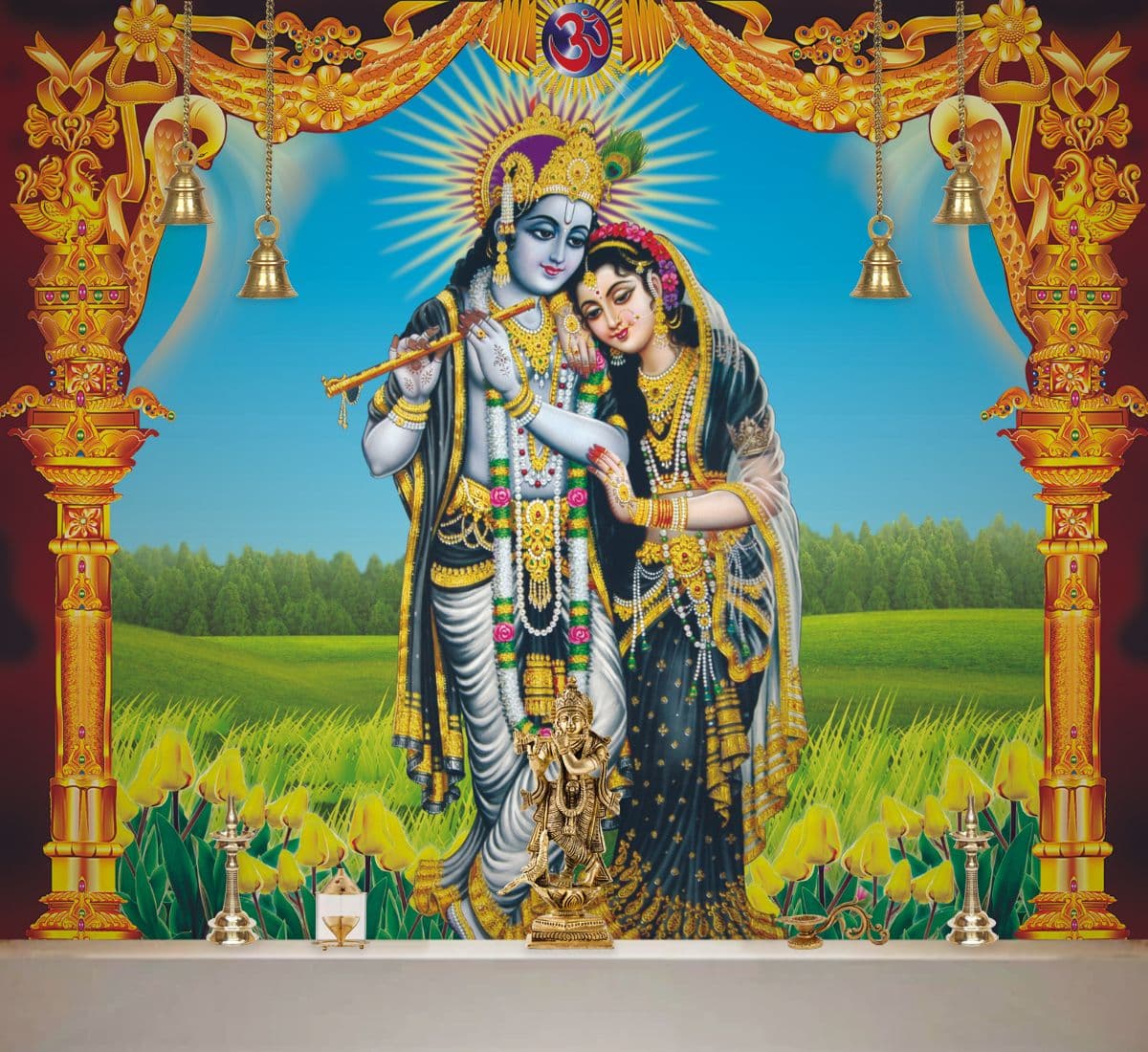 Radha Vallabh Wallpaper Mural for Wall shown in a room