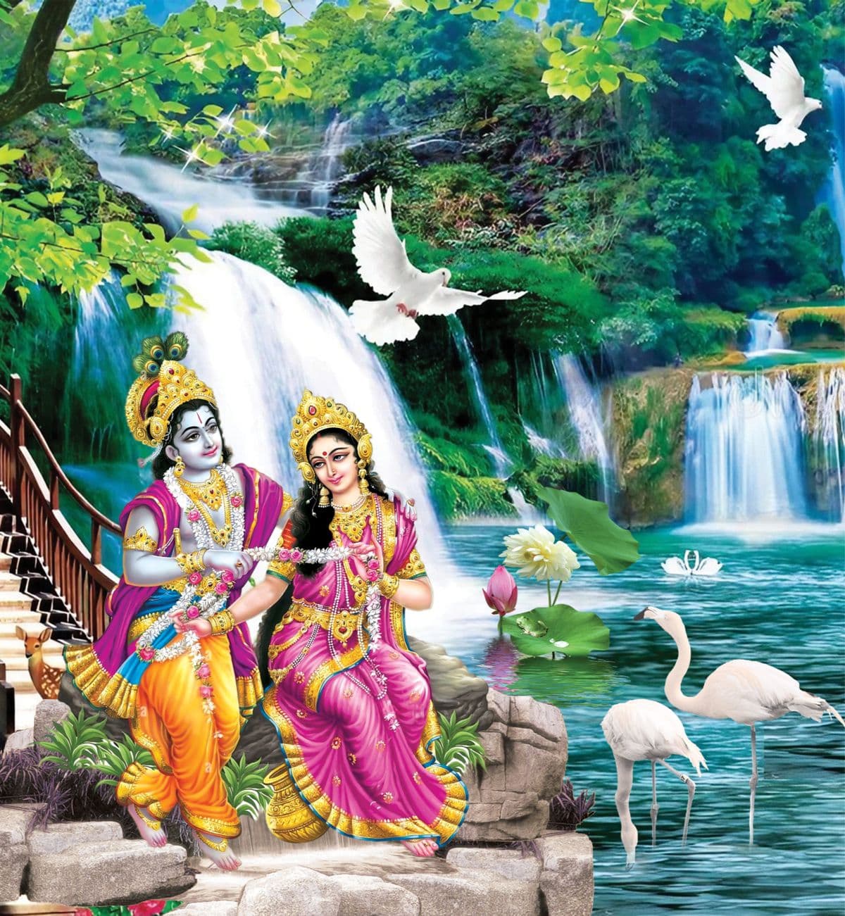 Radhe Krishna Bliss Wallpaper Mural pattern detail