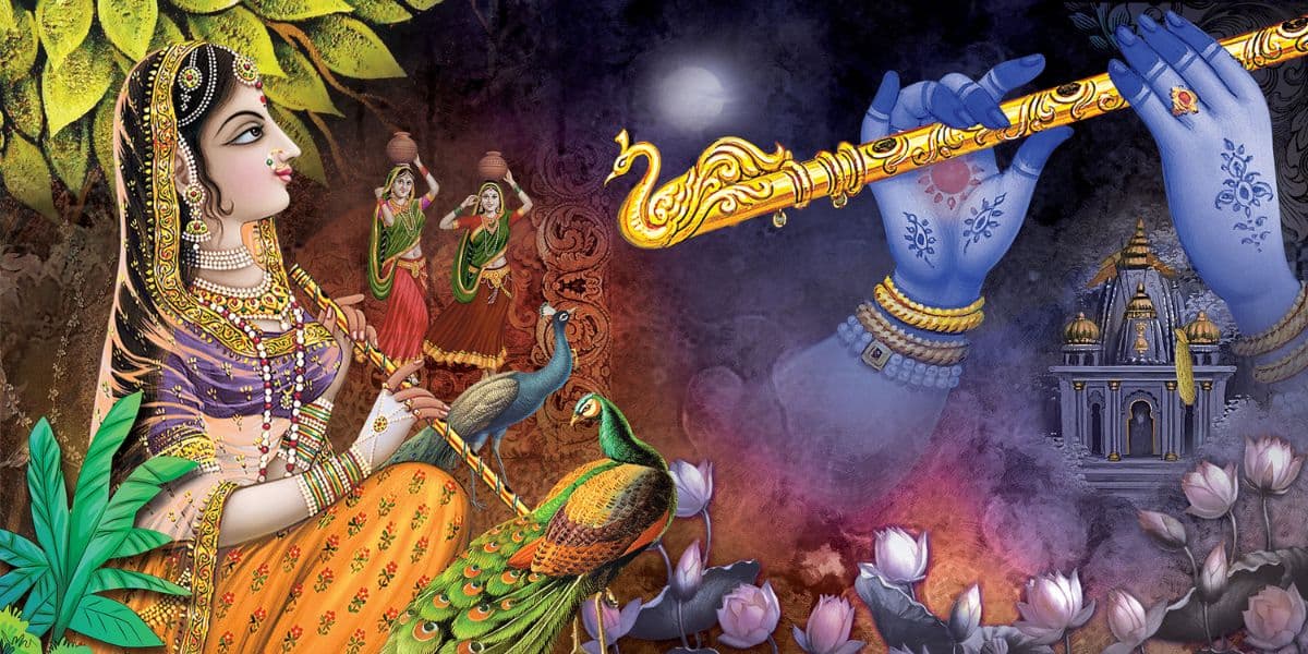 Vadnam Madhuram, Radha Krishna Mural Wallpaper pattern detail