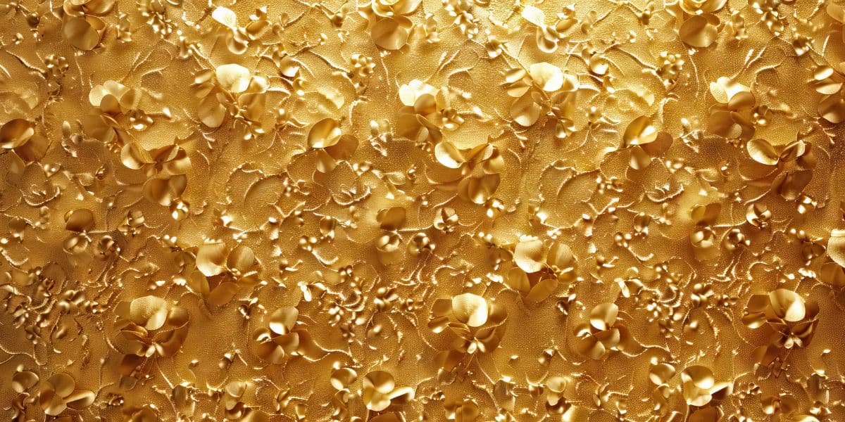 Glamorous Gold Floral Wallpaper Mural pattern detail