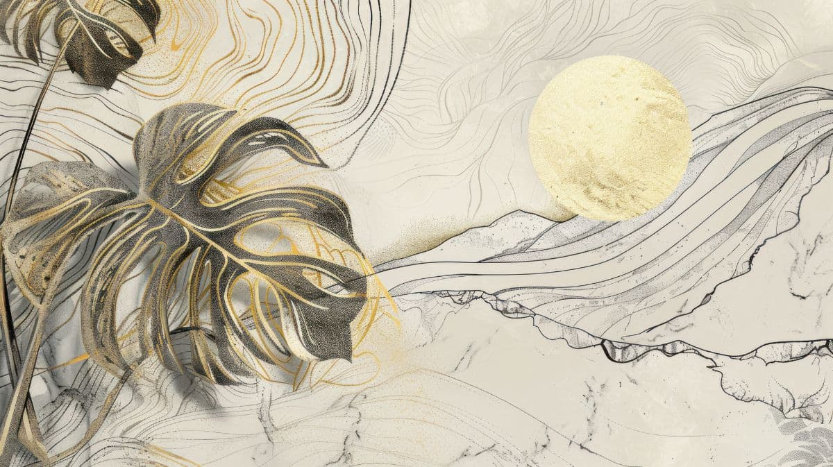 Golden Hues Scenery Wallpaper Mural pattern detail