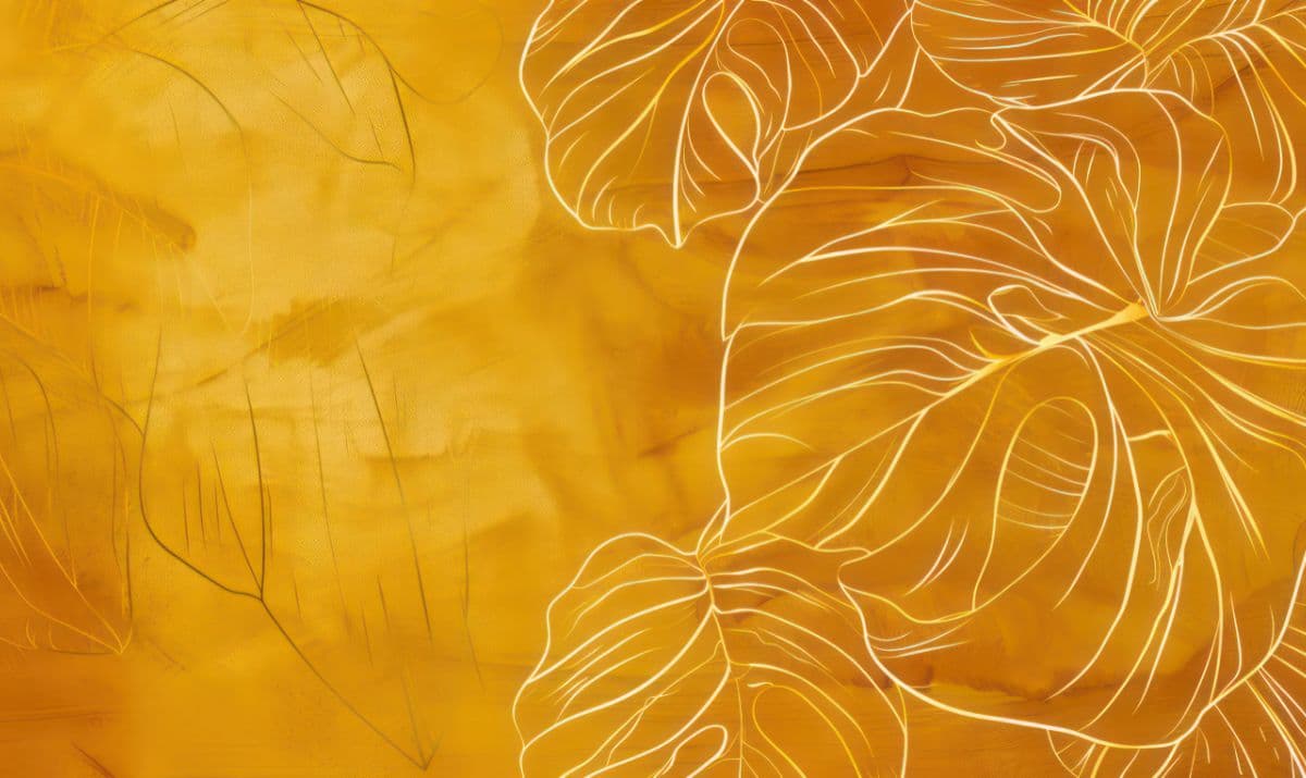 Golden Monstera Leaves Elegance Wallpaper Mural pattern detail