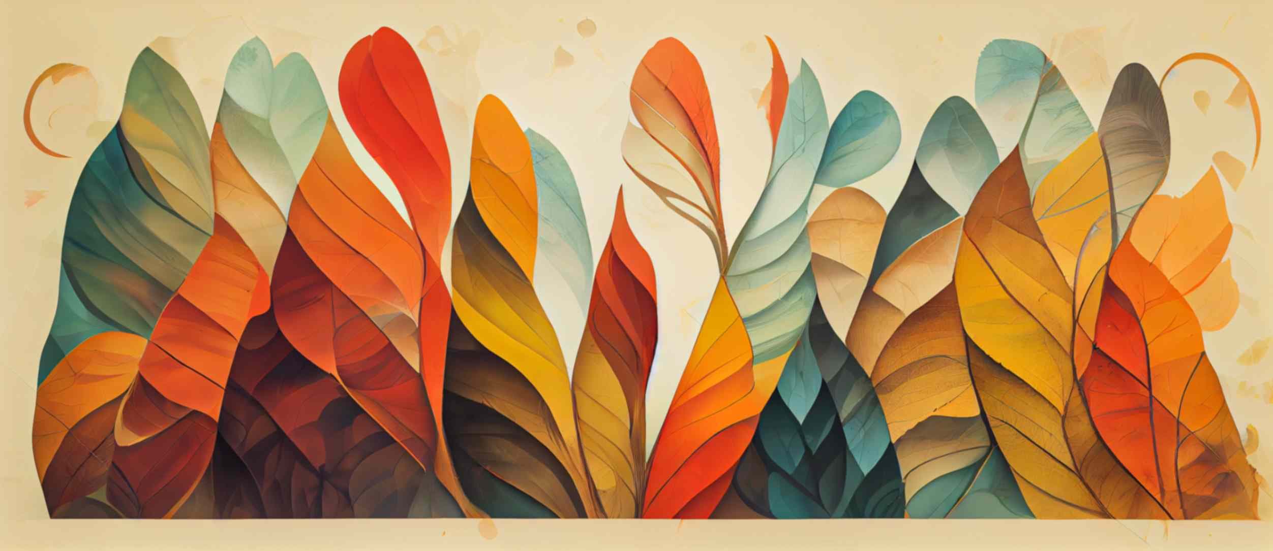 Autumn Breeze Botanical Wallpaper Mural for Wall pattern detail
