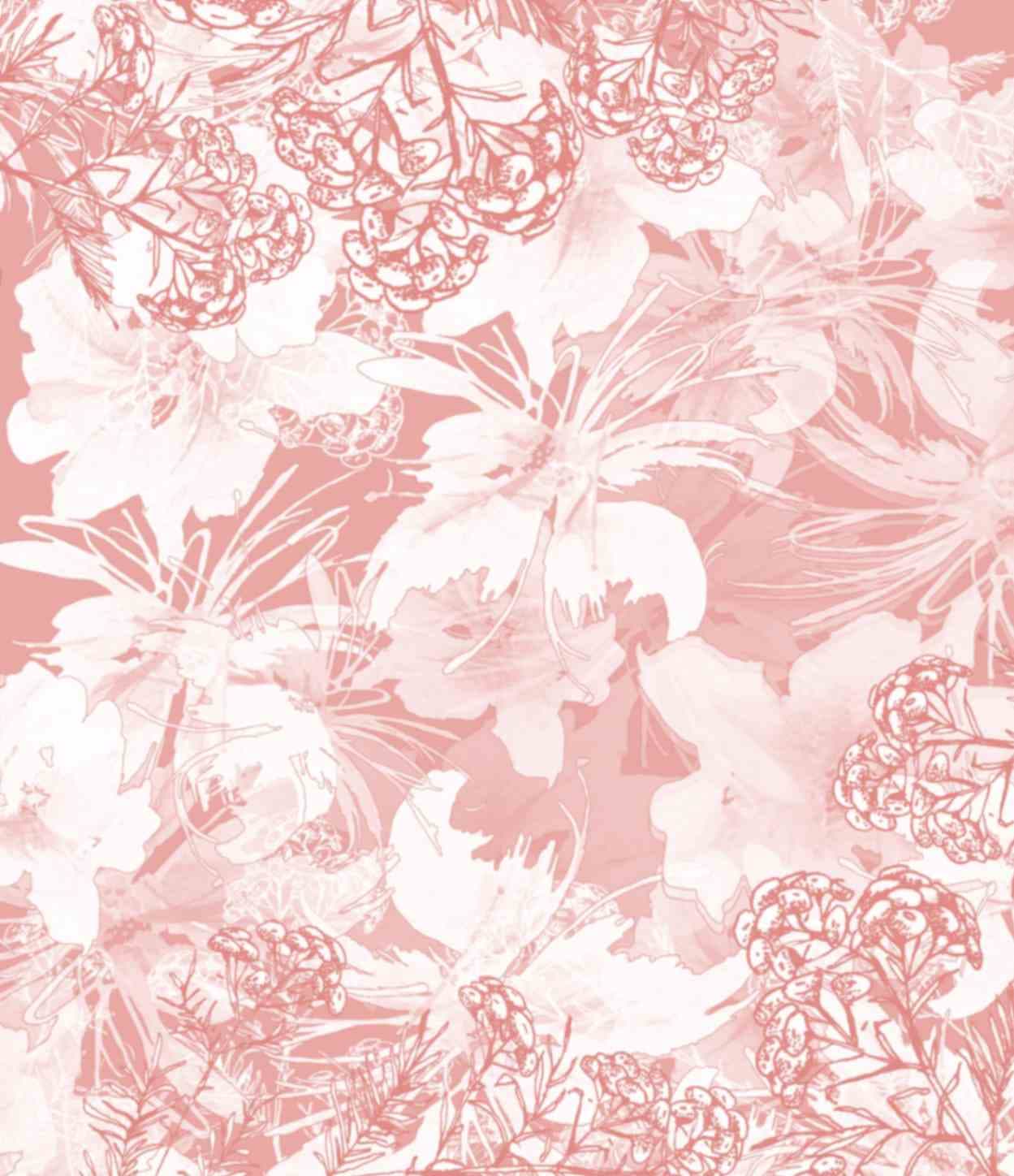 The Floral Wallpaper Mural of Blushing Blooms pattern detail