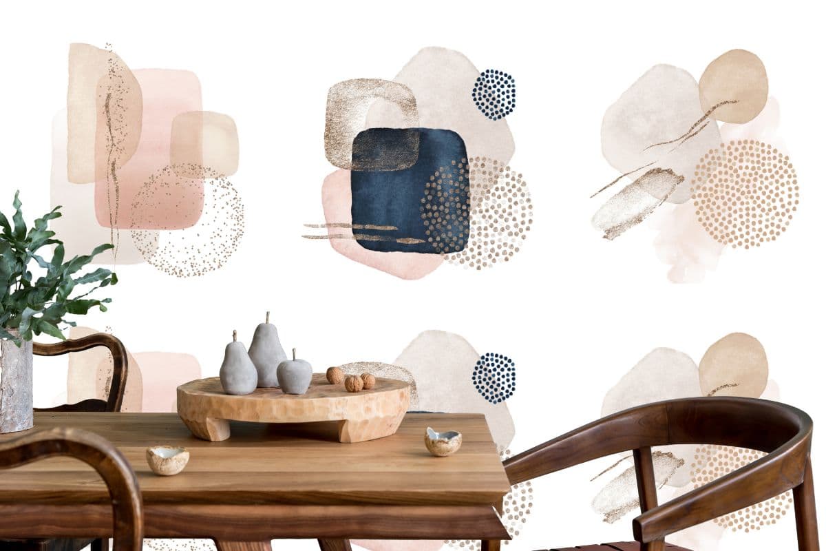 Serene Shapes Abstract Wallpaper for Wall shown in a room