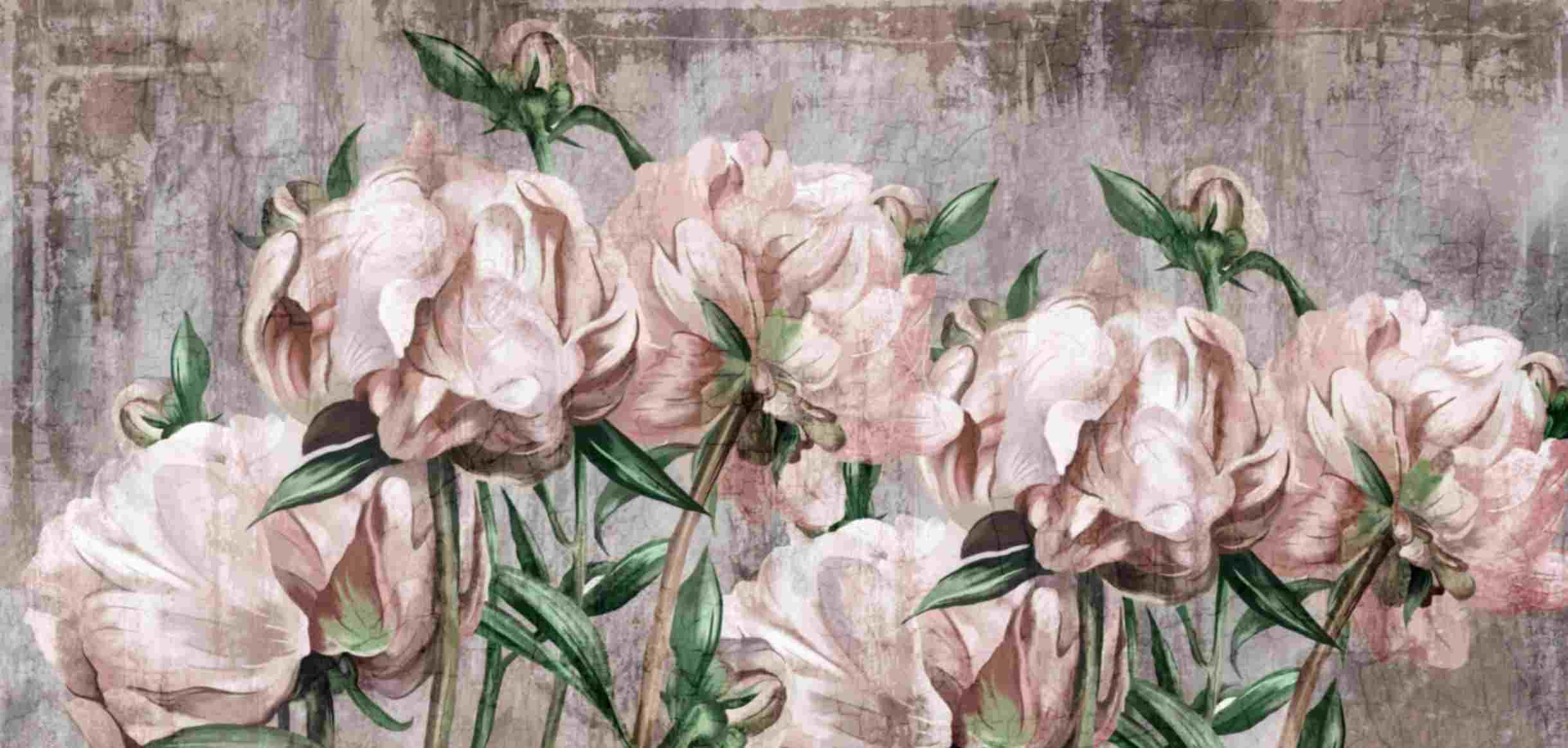 Vintage Peony Exquisite Wallpaper Mural pattern detail