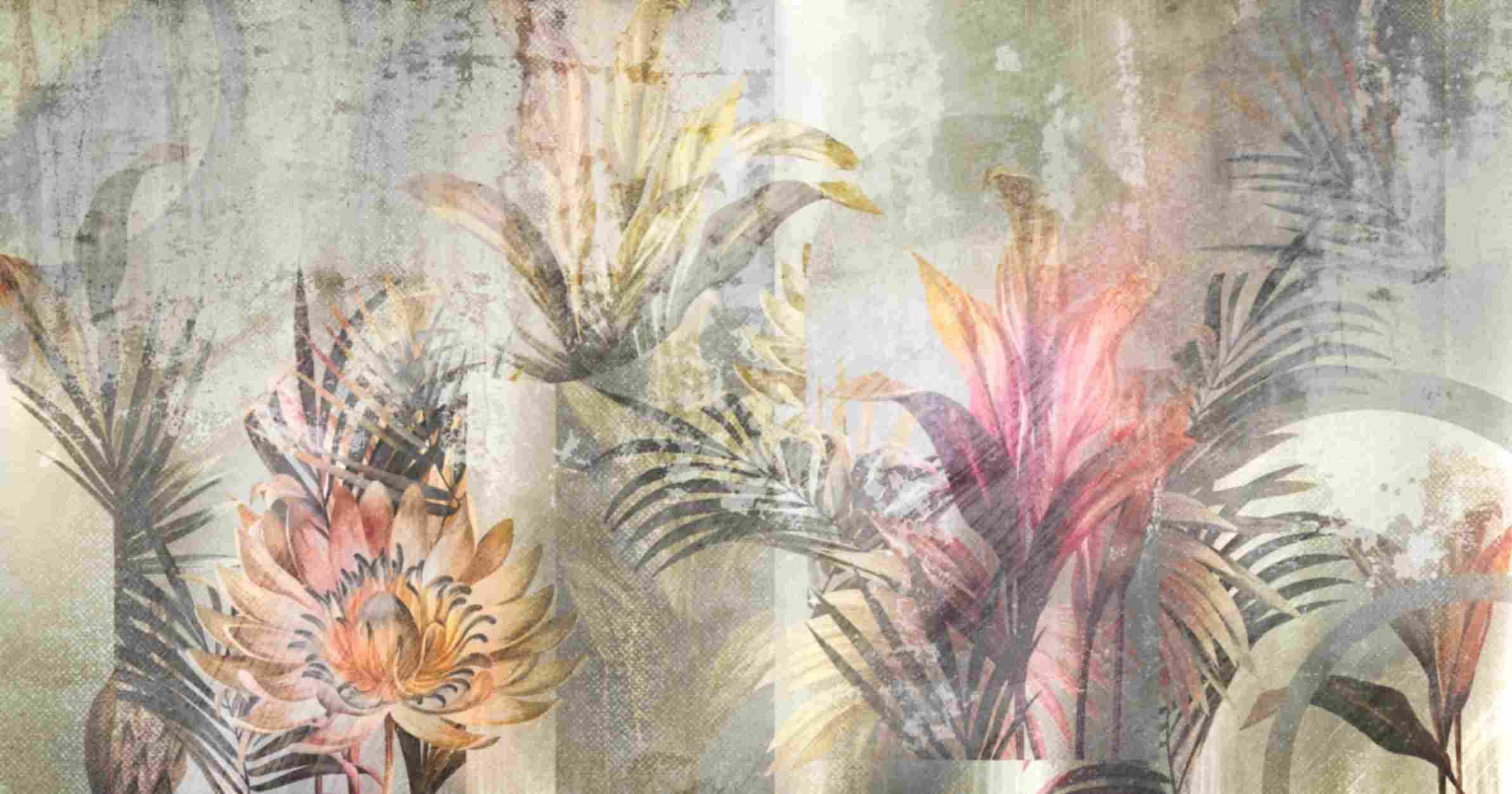 Wallpaper Mural of a Tropical Dreamscape pattern detail