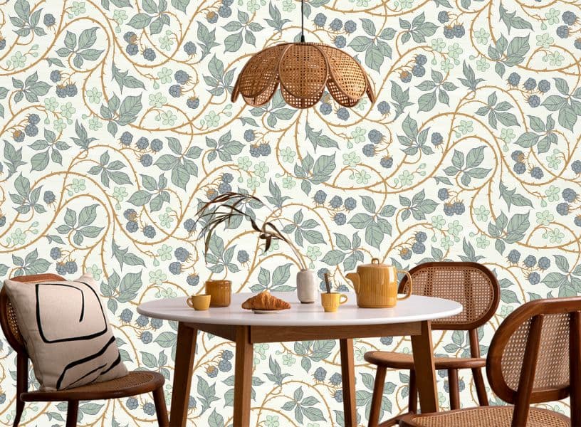 Enchanted Ivy Vine Wallpaper for Dinning Room shown in a room