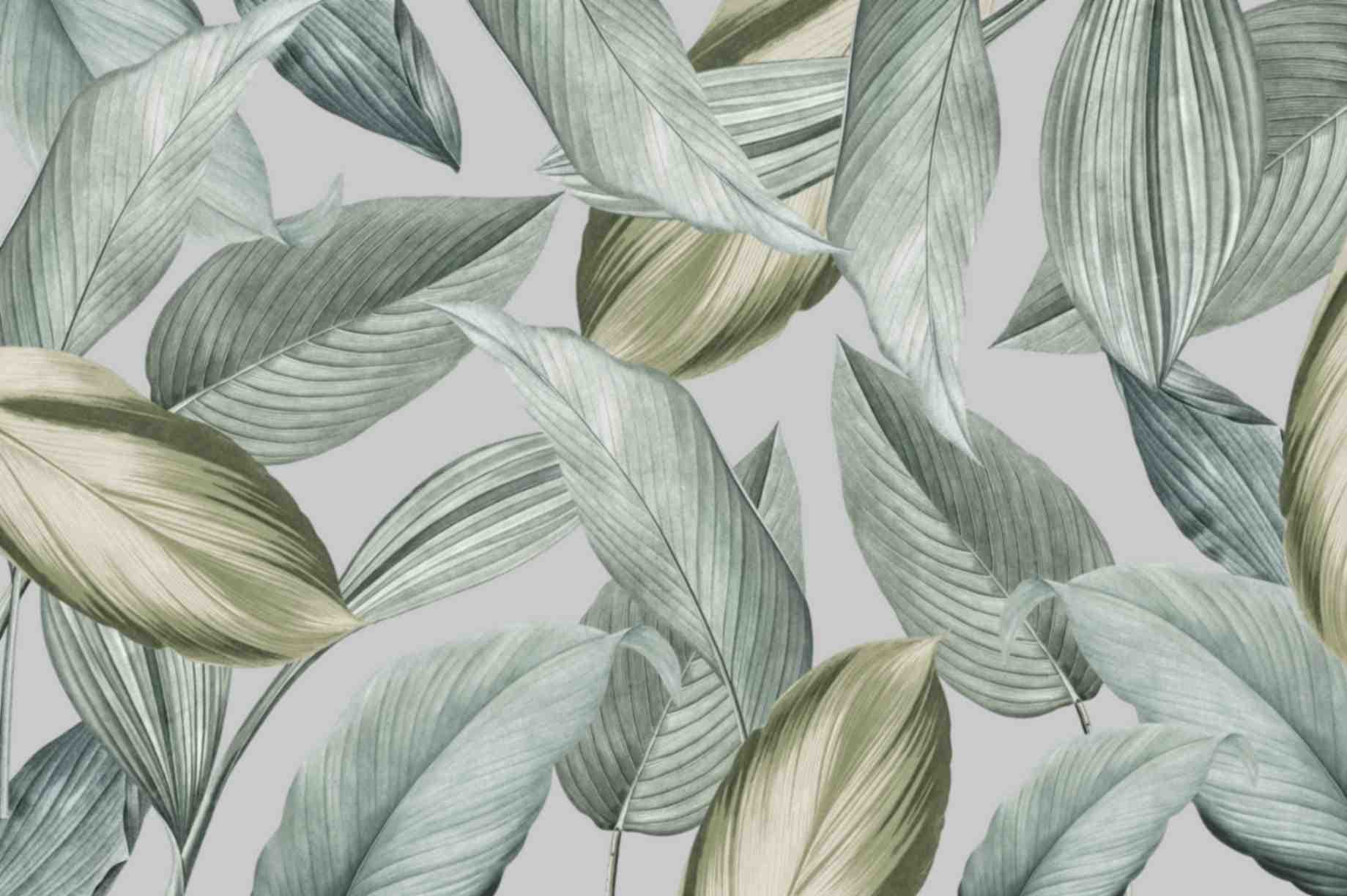 Vintage Tropical Green Leaves Wallpaper for Walls pattern detail