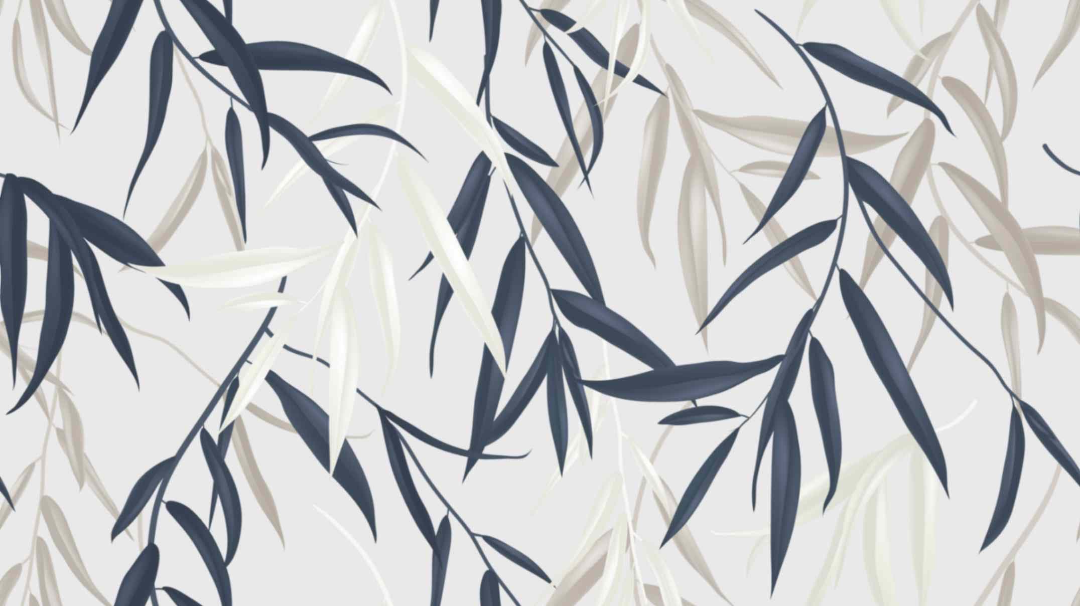Blue Bamboo Floral Wallpaper for Dinning Room pattern detail