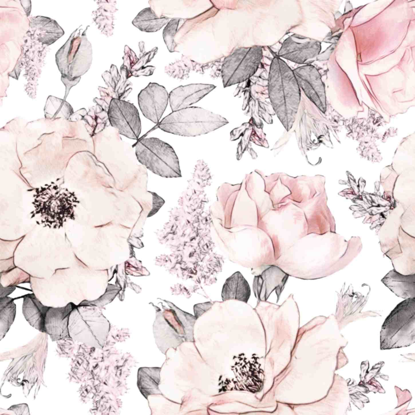 Pink Roses Wallpaper Mural for Dinning Room pattern detail