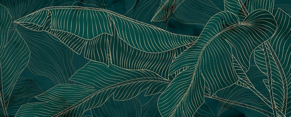 Botanical Tree Leaves Line Art Mural Wallpaper pattern detail