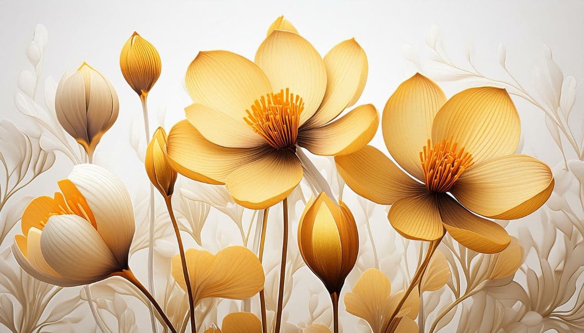 Golden Jasmine Flowers Wallpaper Mural pattern detail