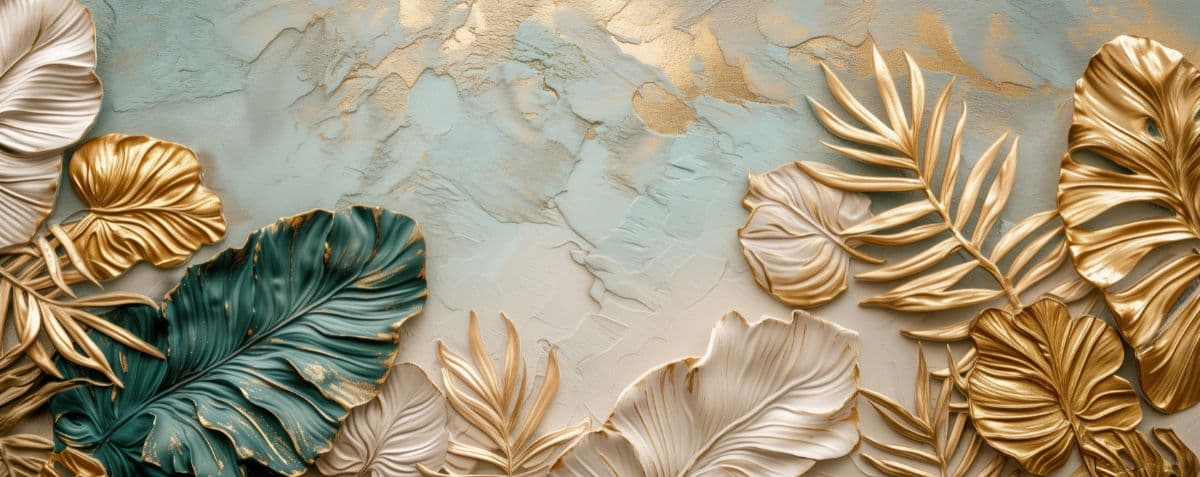 Golden Leaves Elegance Mural Wallpaper pattern detail