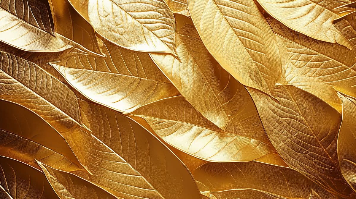 Golden Leaves Elegance Wallpaper Mural pattern detail