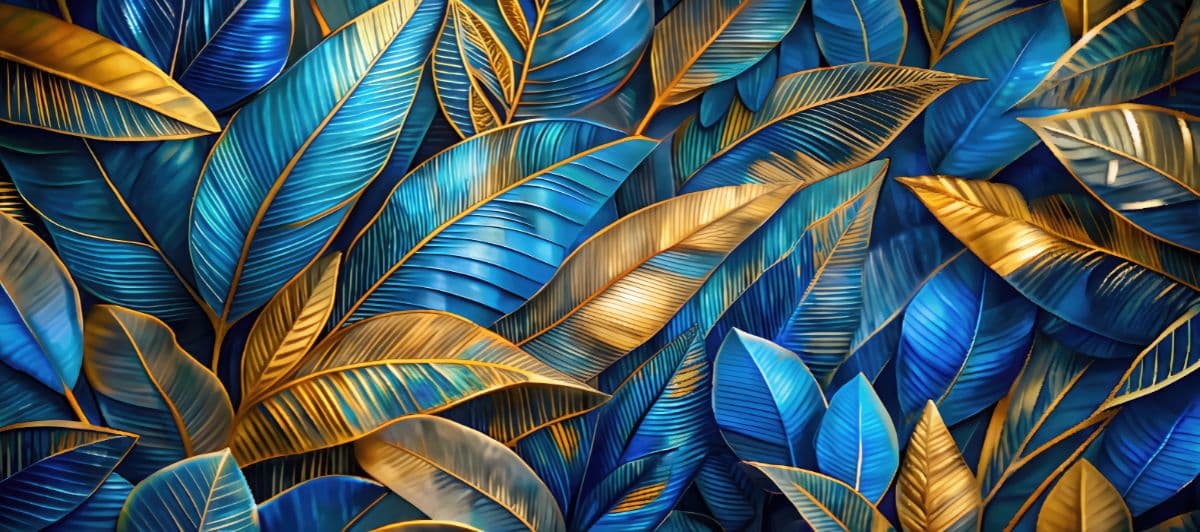 Grunge-Style Bluish Gold Wallpaper Mural pattern detail
