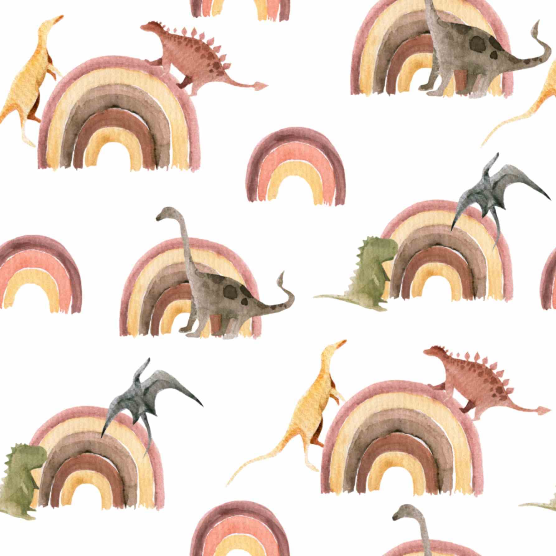 Dino Dreams Rainbow Wallpaper Mural pattern detail