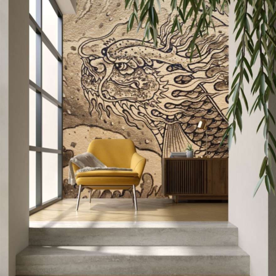 Chinese Dragon Wallpaper for Wall shown in a room