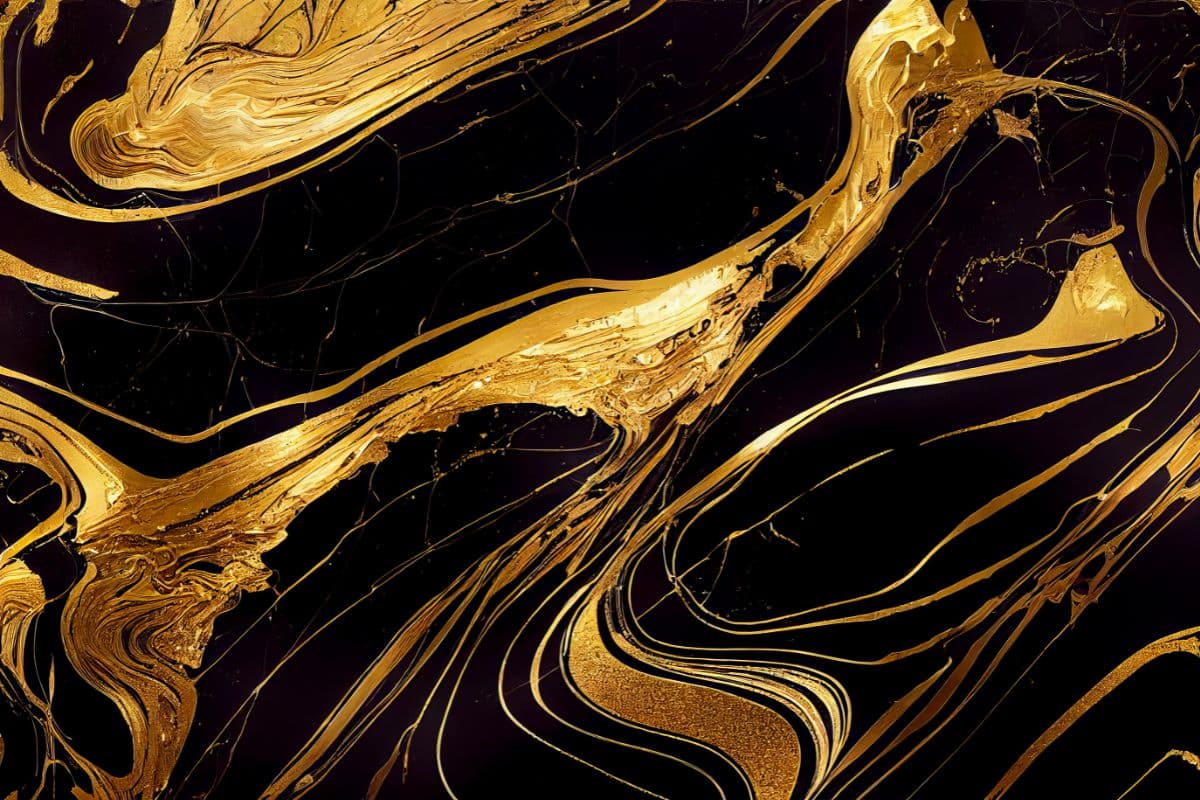 Black Beauty Gold Marble Texture Mural Wallpaper pattern detail