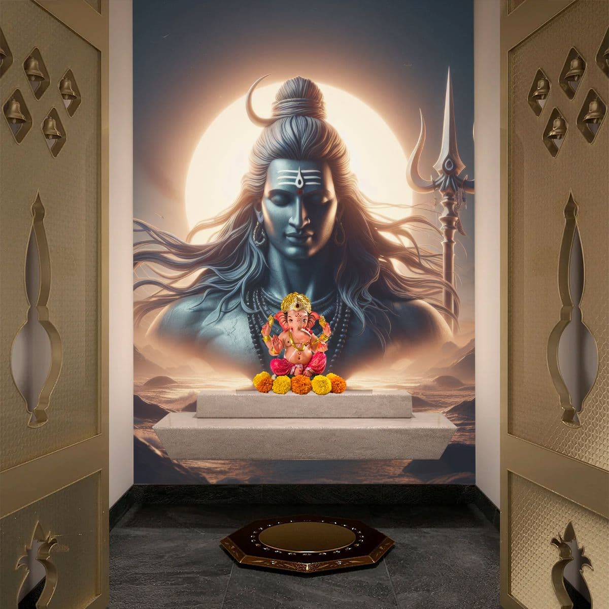 Bhagwan Bholenath Wallpaper Mural for Wall shown in a room