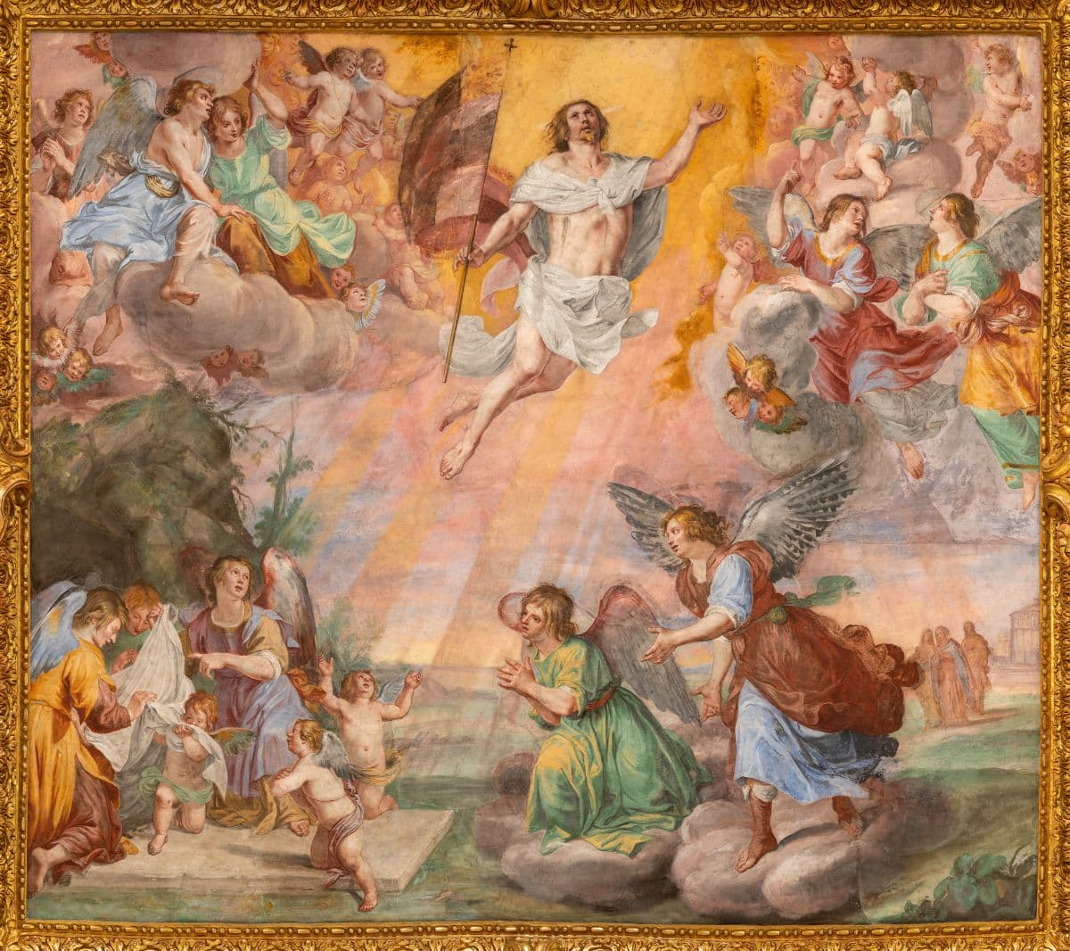 Fresco of Resurrection Wallpaper Mural pattern detail