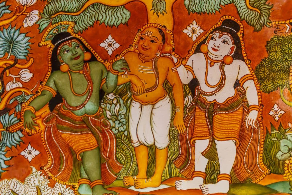 Kerala Mural Fresco Wall Painting Wallpaper pattern detail