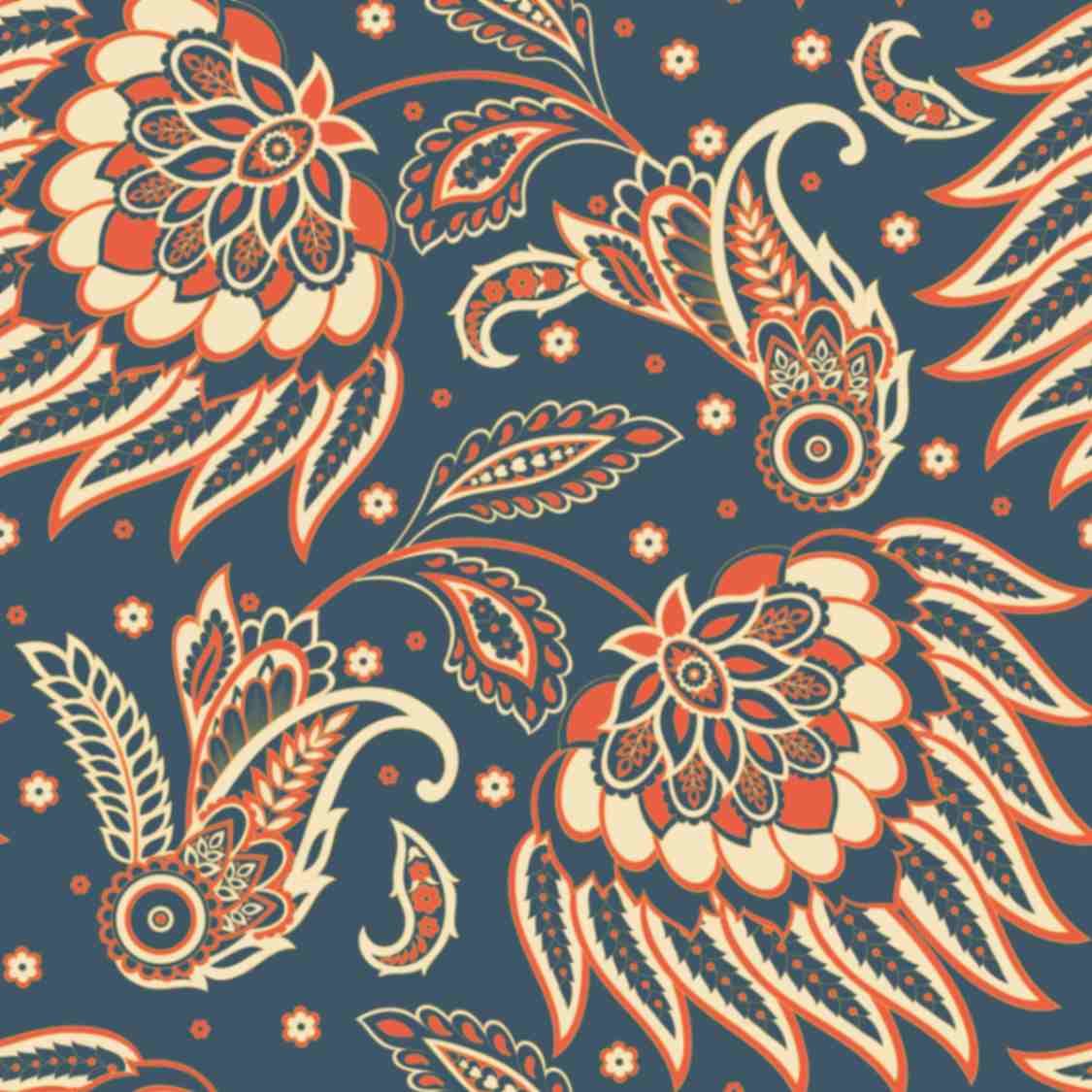 Dreamscape Kalamkari Art Wallpaper Mural pattern detail