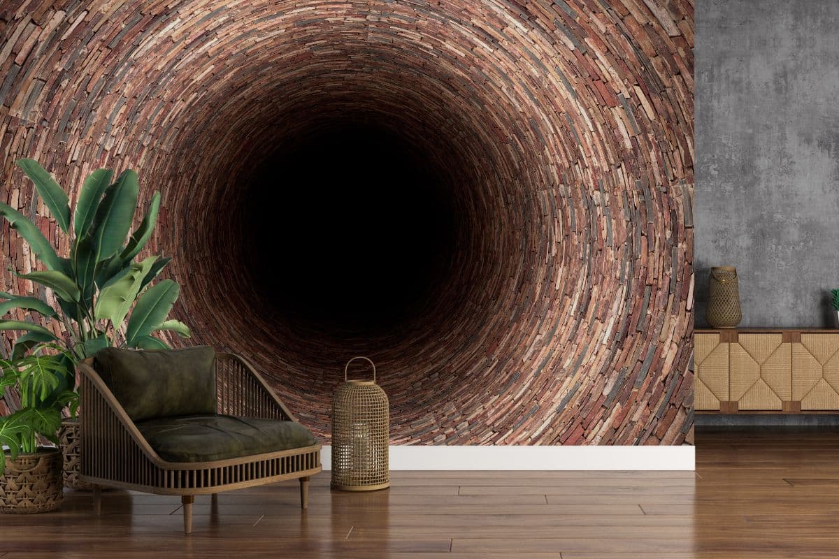 Tunnel Wallpaper Mural shown in a room