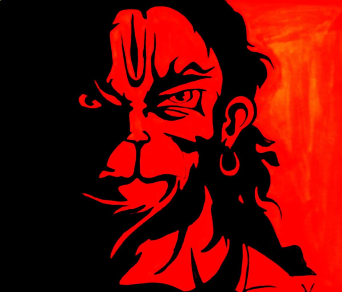 Angry Hanumanji Wallpaper Mural pattern detail