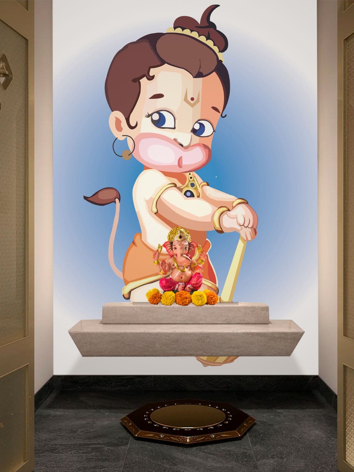 Bal Hanuman Wallpaper Mural shown in a room