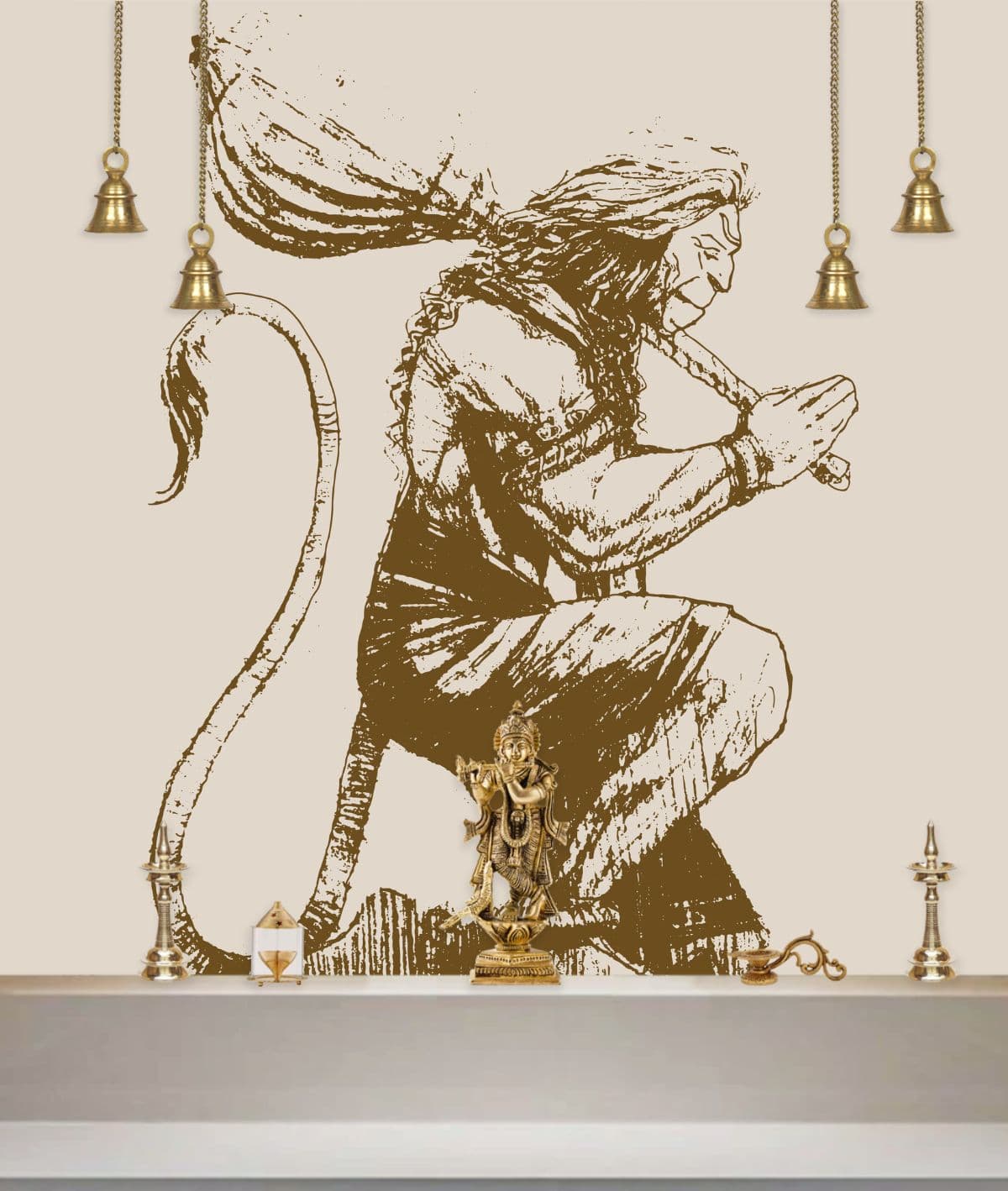 Hanumanji Portrait Wallpaper Mural shown in a room