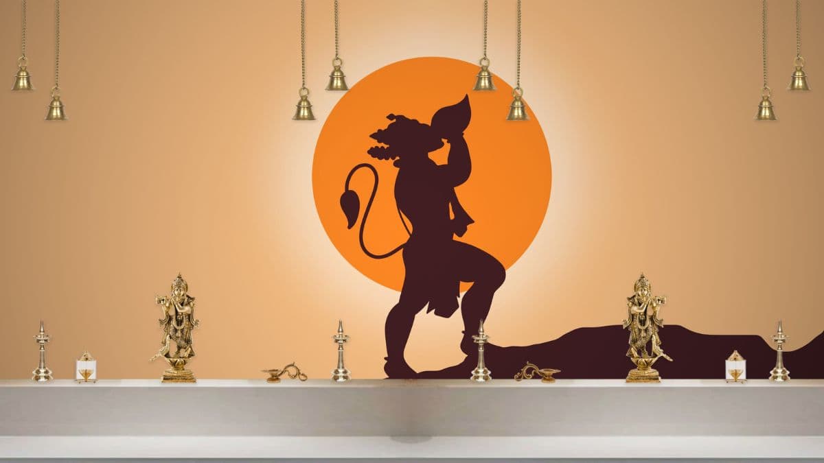 Hanumanji Silhouette Wallpaper Mural shown in a room