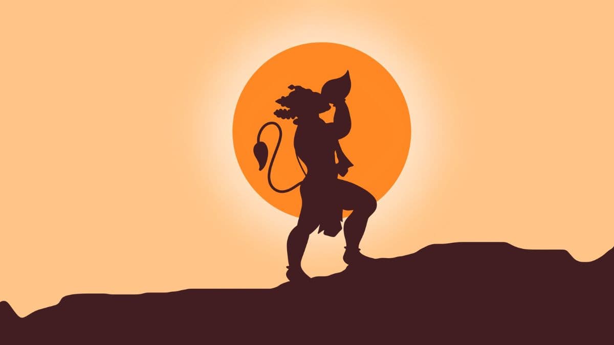 Hanumanji Silhouette Wallpaper Mural pattern detail