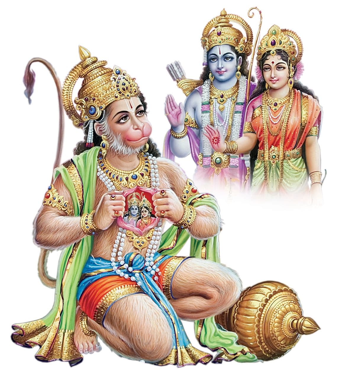 Hanumanji Worshipping Sita Ramji Wallpaper Mural pattern detail
