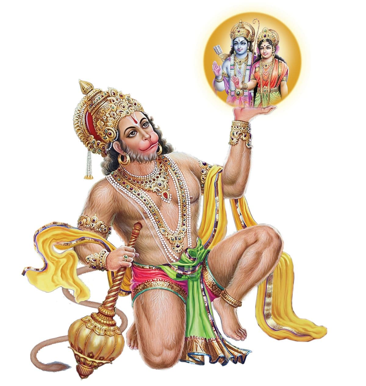 Sita Ramji Blessing Hanumanji Mural Wallpaper pattern detail