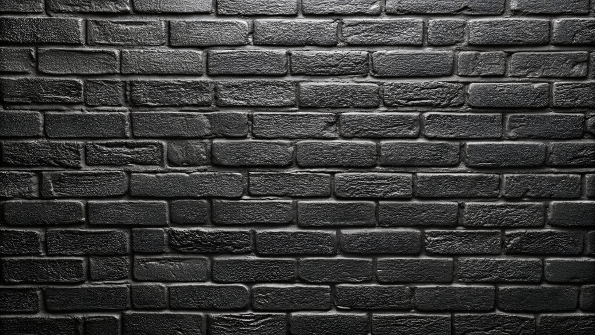Black Painted Brick Texture Wallpaper Mural pattern detail