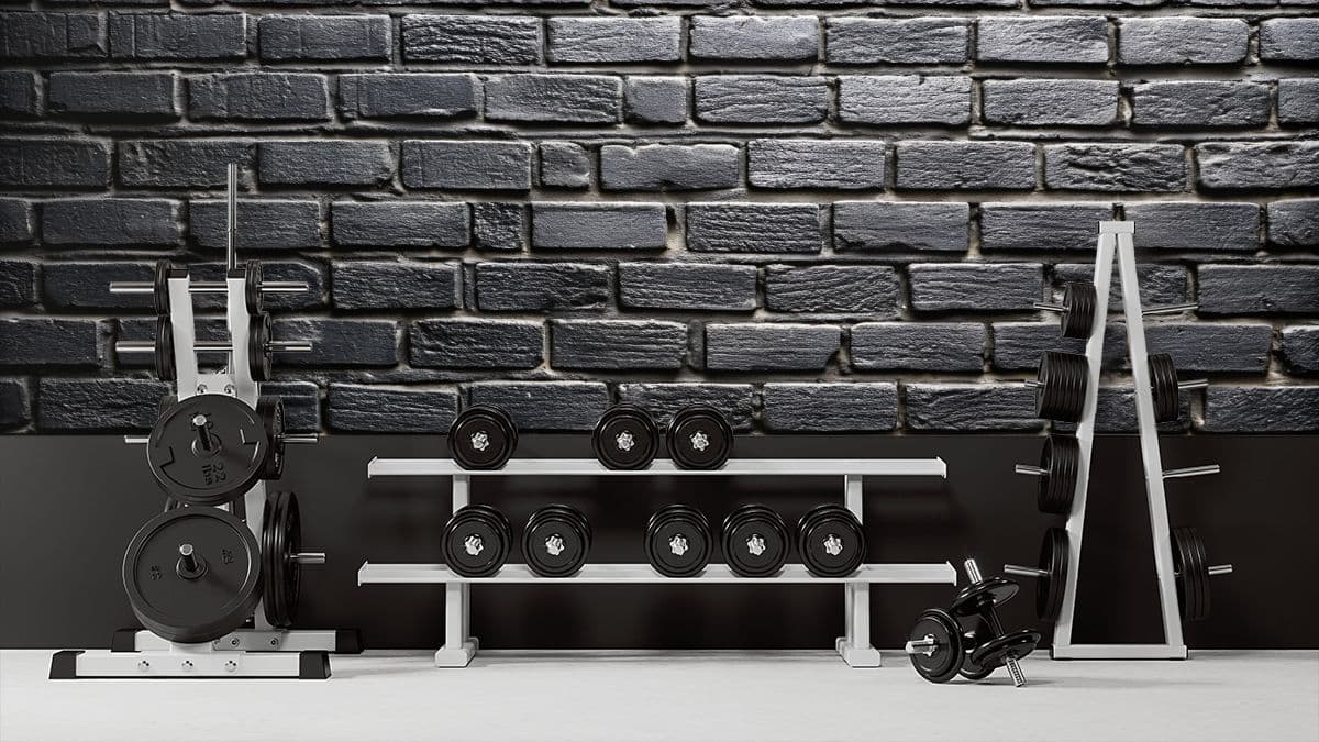 Blackstone Bricks Wallpaper Texture Mural shown in a room