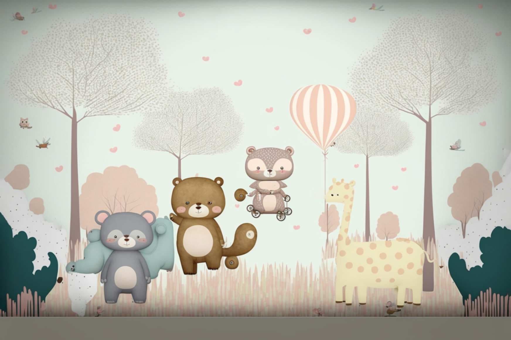 Group of Cartoon Animals Wallpaper for Wall pattern detail