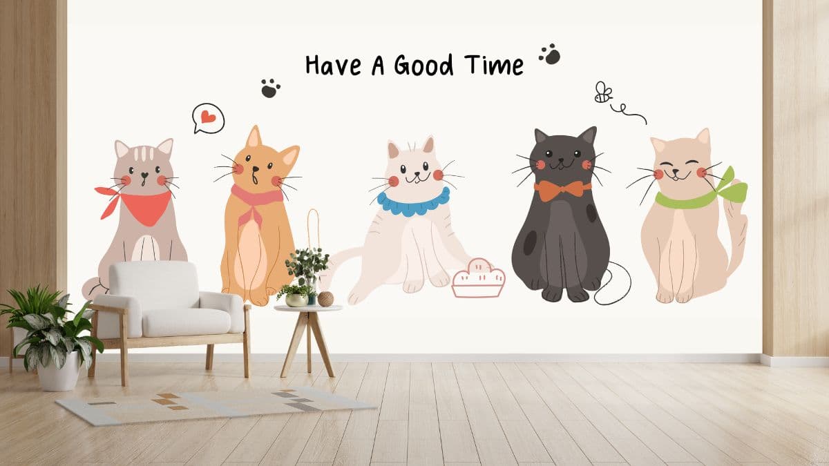 Have Good Time Group of Friends Wallpaper for Mural shown in a room