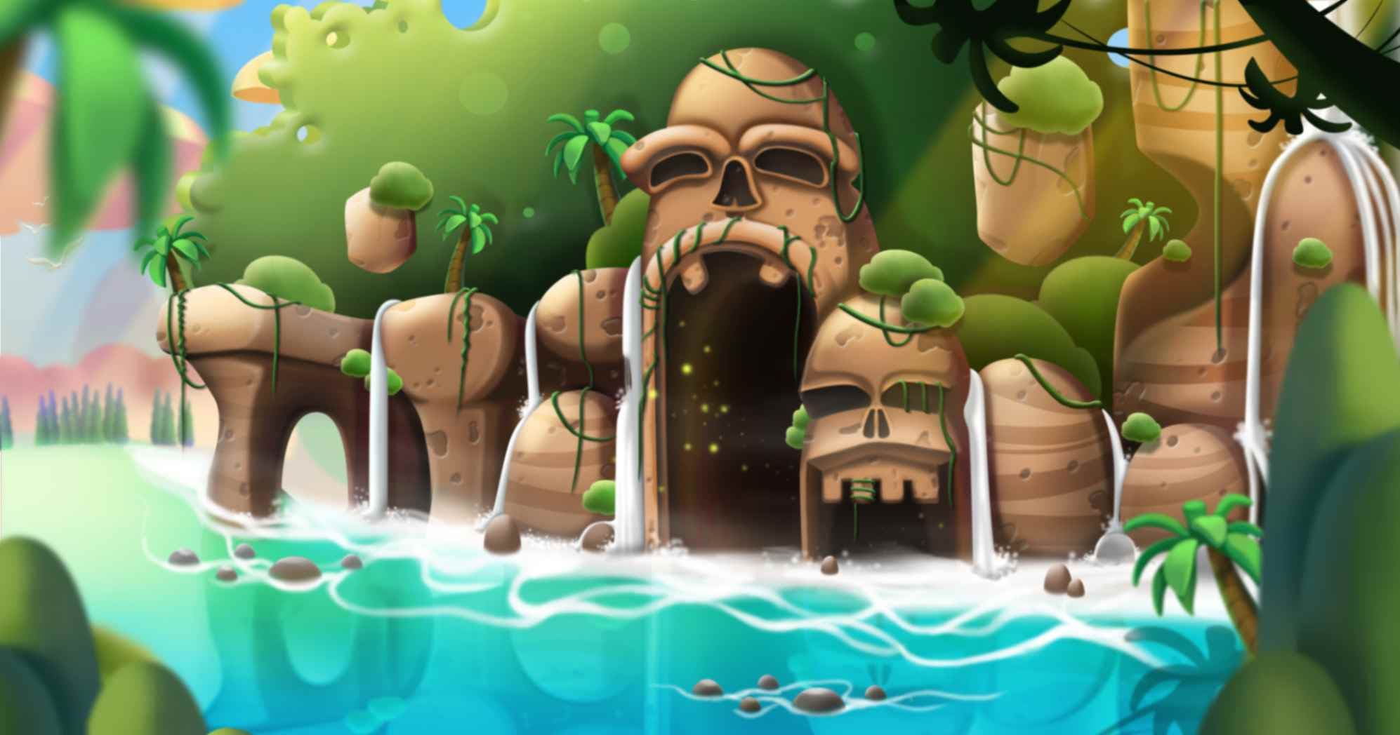 Wallpaper for Kids of a Mysterious Island pattern detail