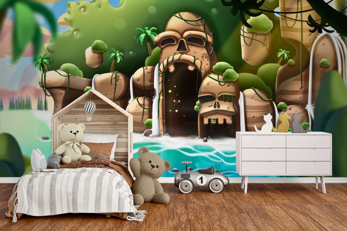 Wallpaper for Kids of a Mysterious Island shown in a room