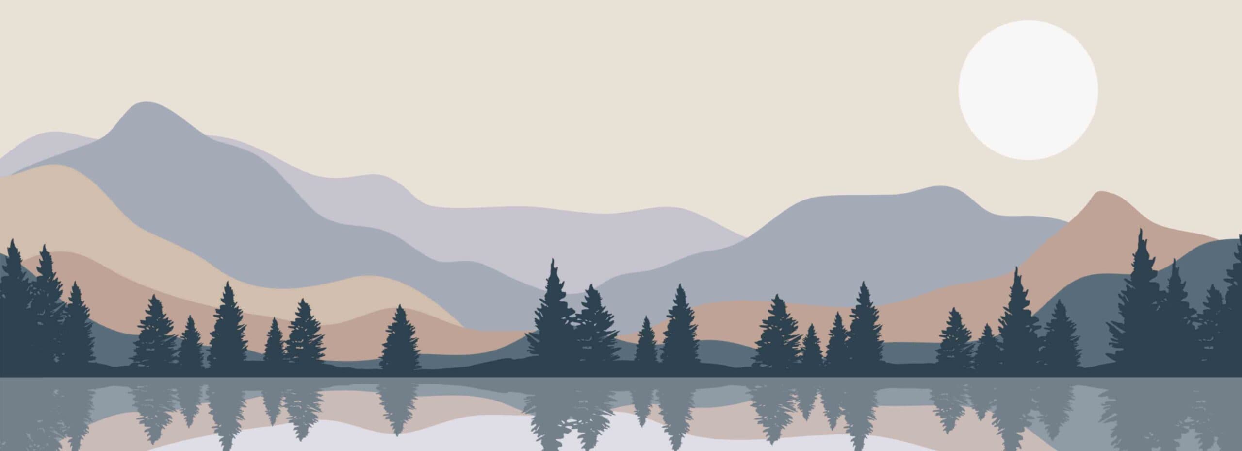 Pastel Color Mountains Wallpaper Mural for Kids pattern detail