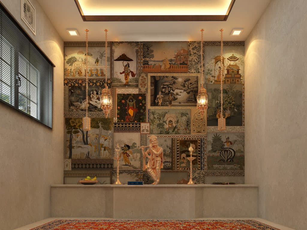 Madhav Bagicha Wallpaper Mural, Customized shown in a room
