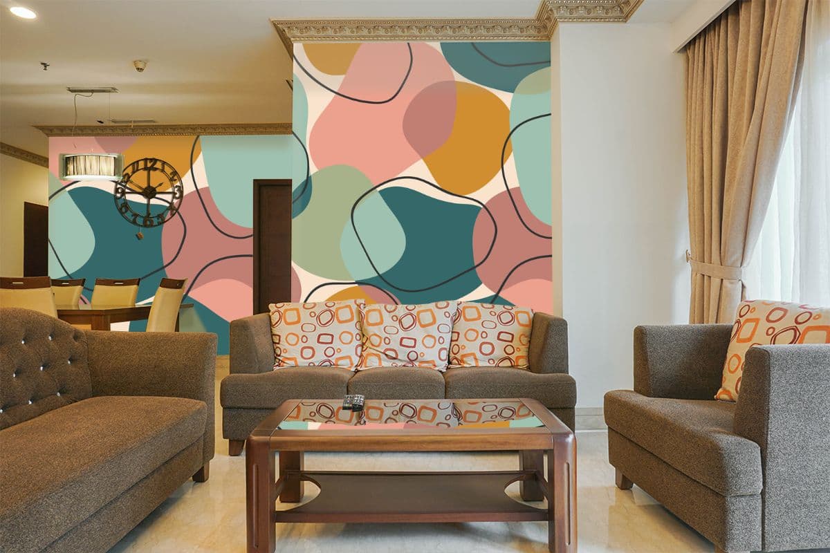 Abstract Pastel Color Wallpaper for Wall shown in a room